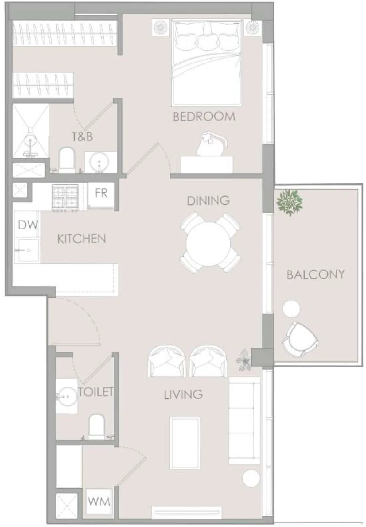 IR1DIAN Park 1 bed floor plan, 775 sqft