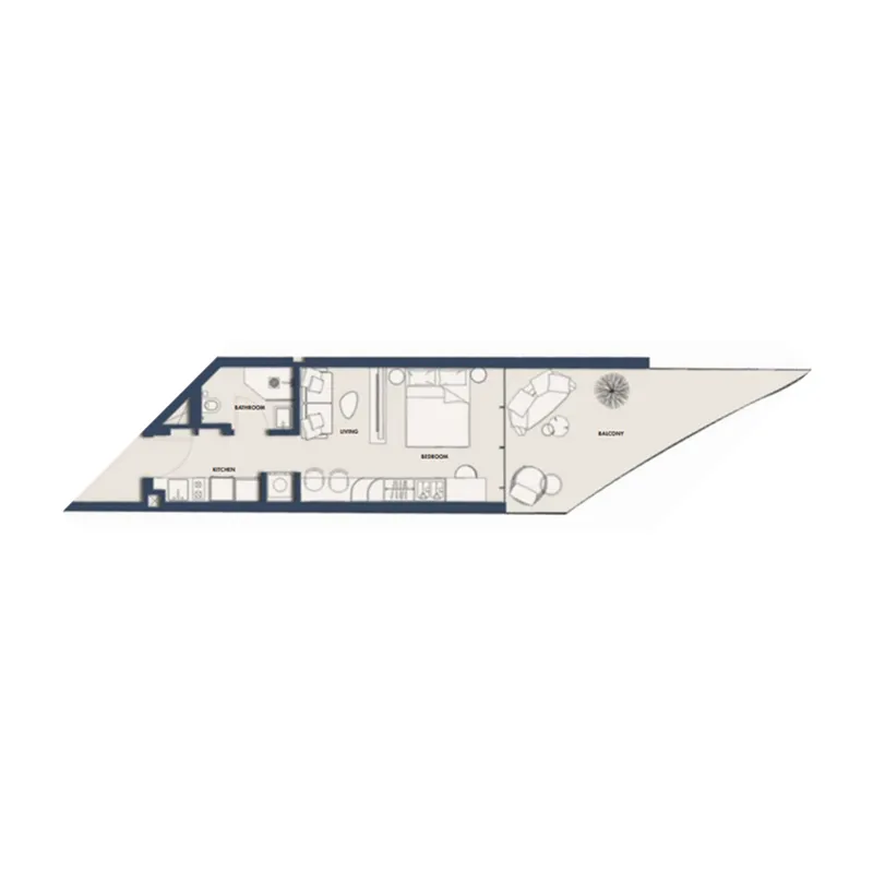 Amra Residences Studio floor plan, 457 sqft