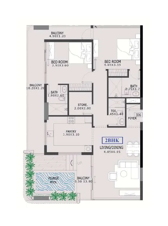 Estrella By Nexus 2 bed floor plan, 1,563 sqft