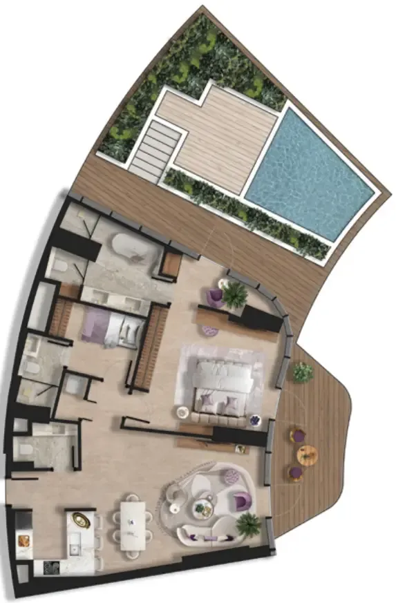 Taj Wellington Mews 1 bed floor plan, 1,484 sqft