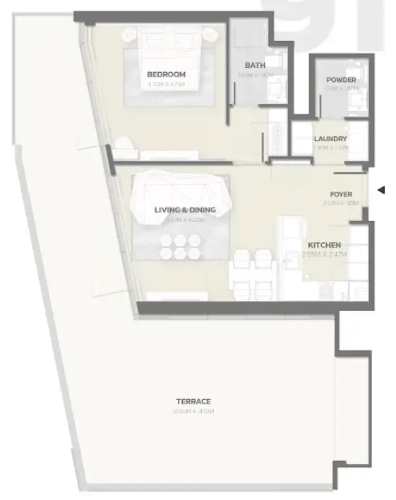 Tonino Lamborghini Residences 1 bed floor plan, 1,512 sqft