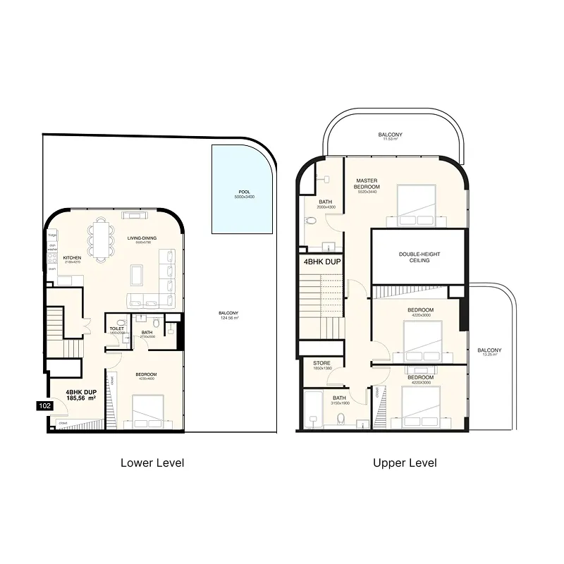 Villa Del Gavi 4 bed floor plan, 3,618 sqft