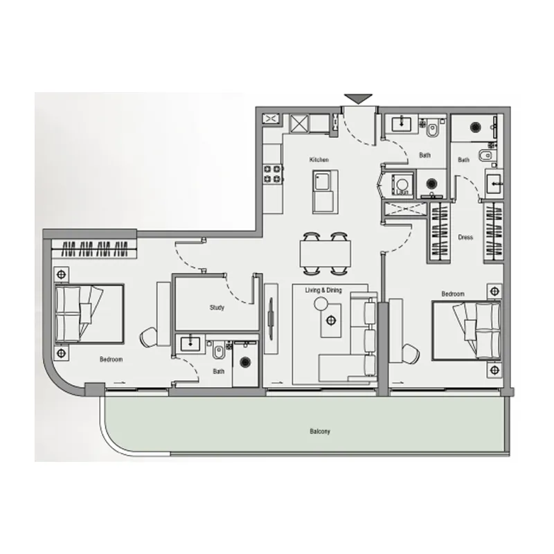 Oxford Cove by Iman 2 bed floor plan, 1,365 – 1,503 sqft