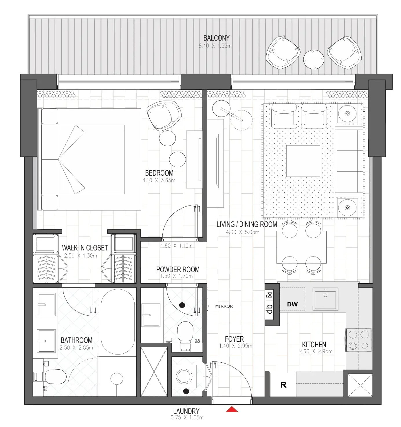 Palace Residences Al Mamsha 1 bed floor plan, 894 sqft