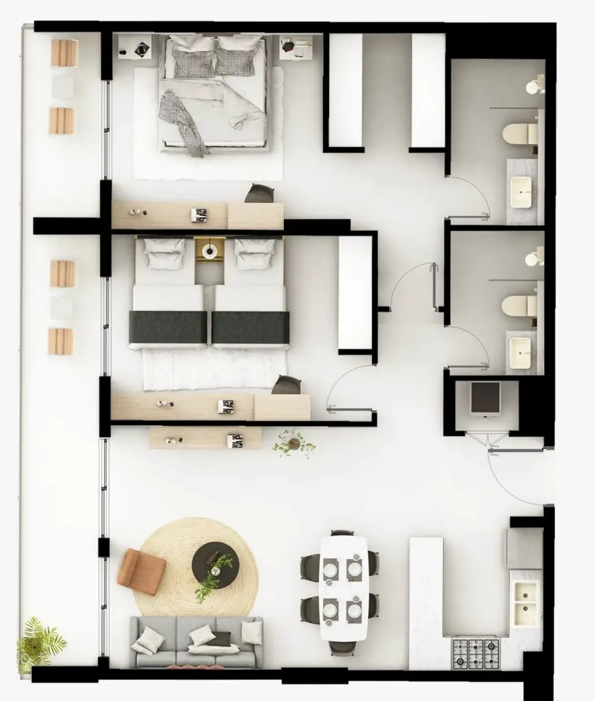 Viera Residences 2 bed floor plan, 1,186 sqft