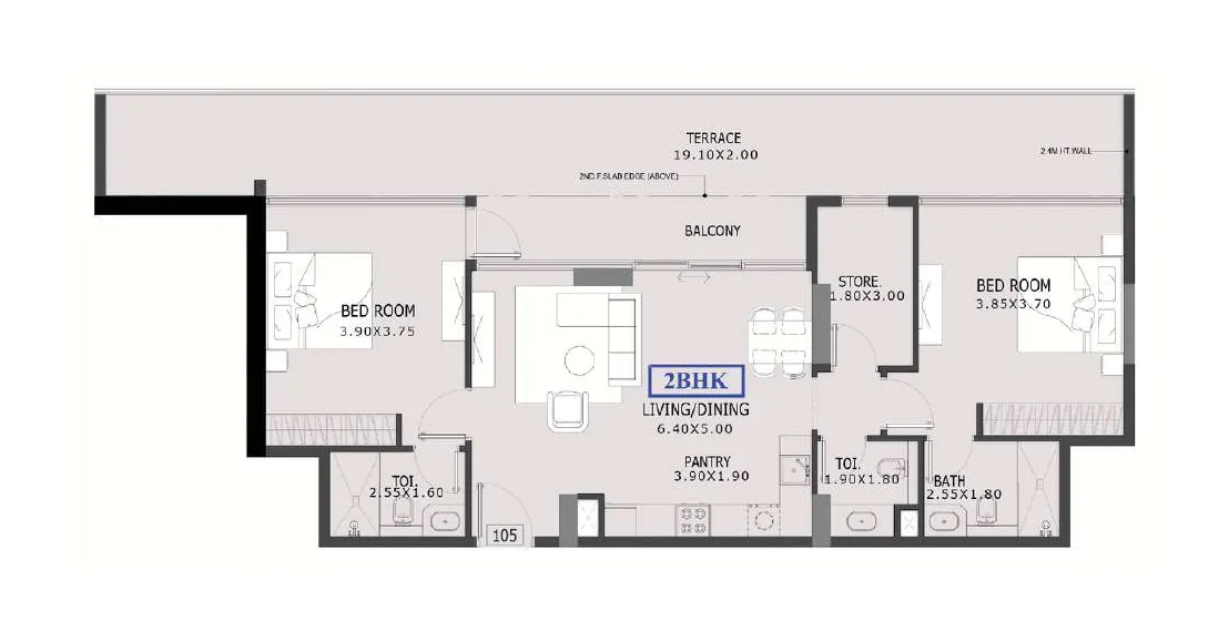 Estrella By Nexus 2 bed floor plan, 1,494 sqft