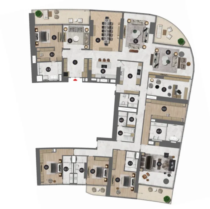 Sobha Seahaven 5 bed floor plan, 8,086 sqft