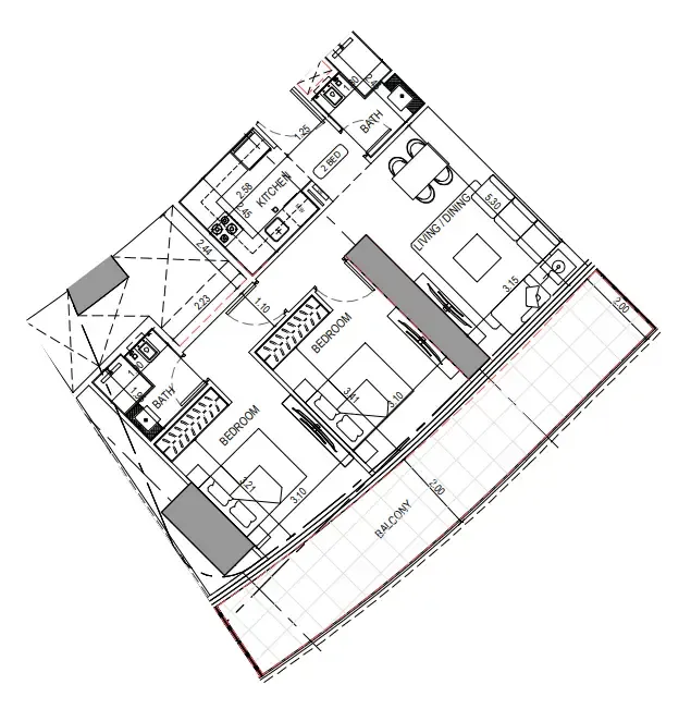 Binghatti Sky Terraces 2 bed floor plan, 1,055 sqft