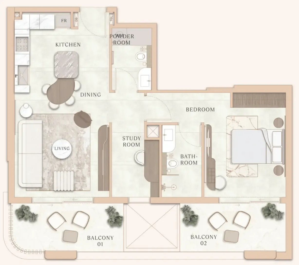 La Vue by MAAIA 1 bed floor plan, 915 sqft