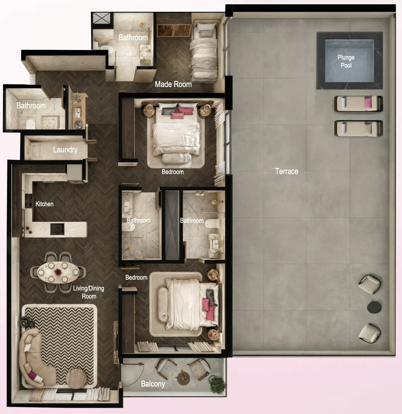 Fauchon Residences 2 bed floor plan, 2,255 sqft