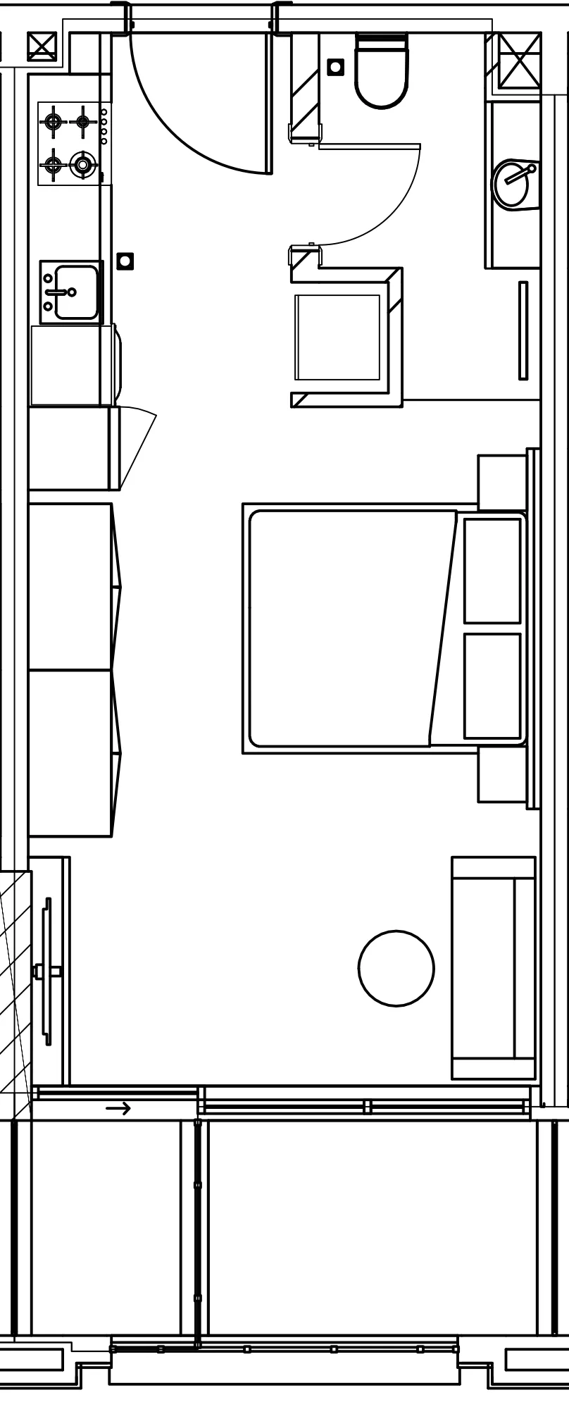 Berkeley Square Studio floor plan, 350 sqft