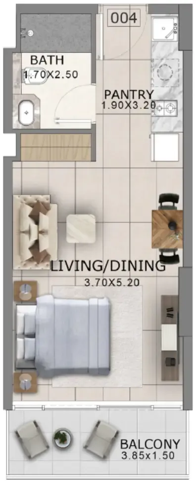 Arlington Park 2 Studio floor plan, 421 sqft