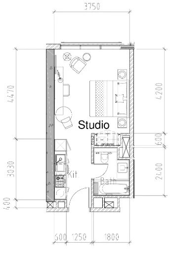 Aykon City Tower Studio floor plan, 331 sqft
