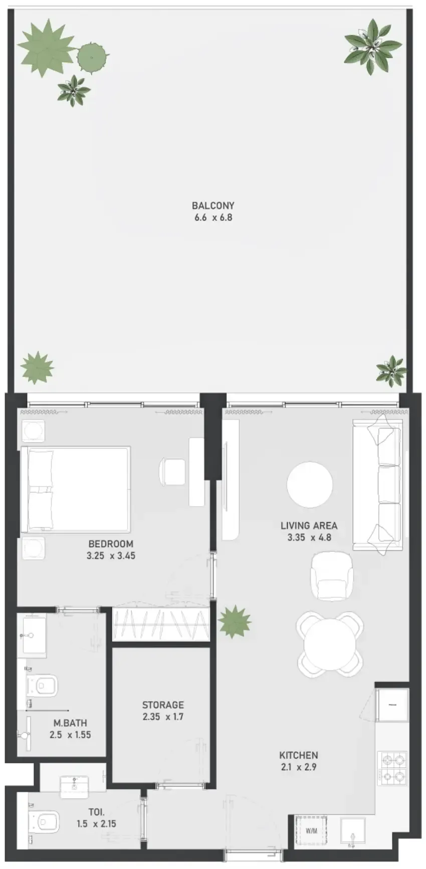 Ayami Residence 1 bed floor plan, 1,096 sqft