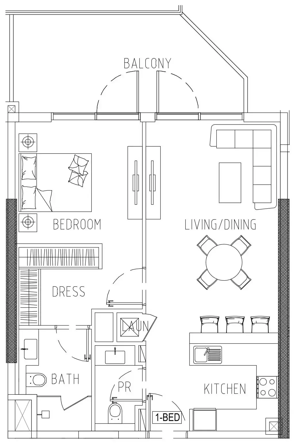 Damac Riverside Views 1 bed floor plan, 887 sqft