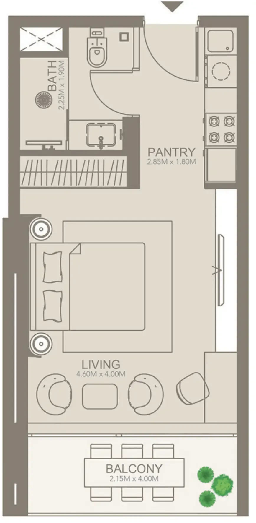 Golf Grove by Regent Studio floor plan, 415 sqft