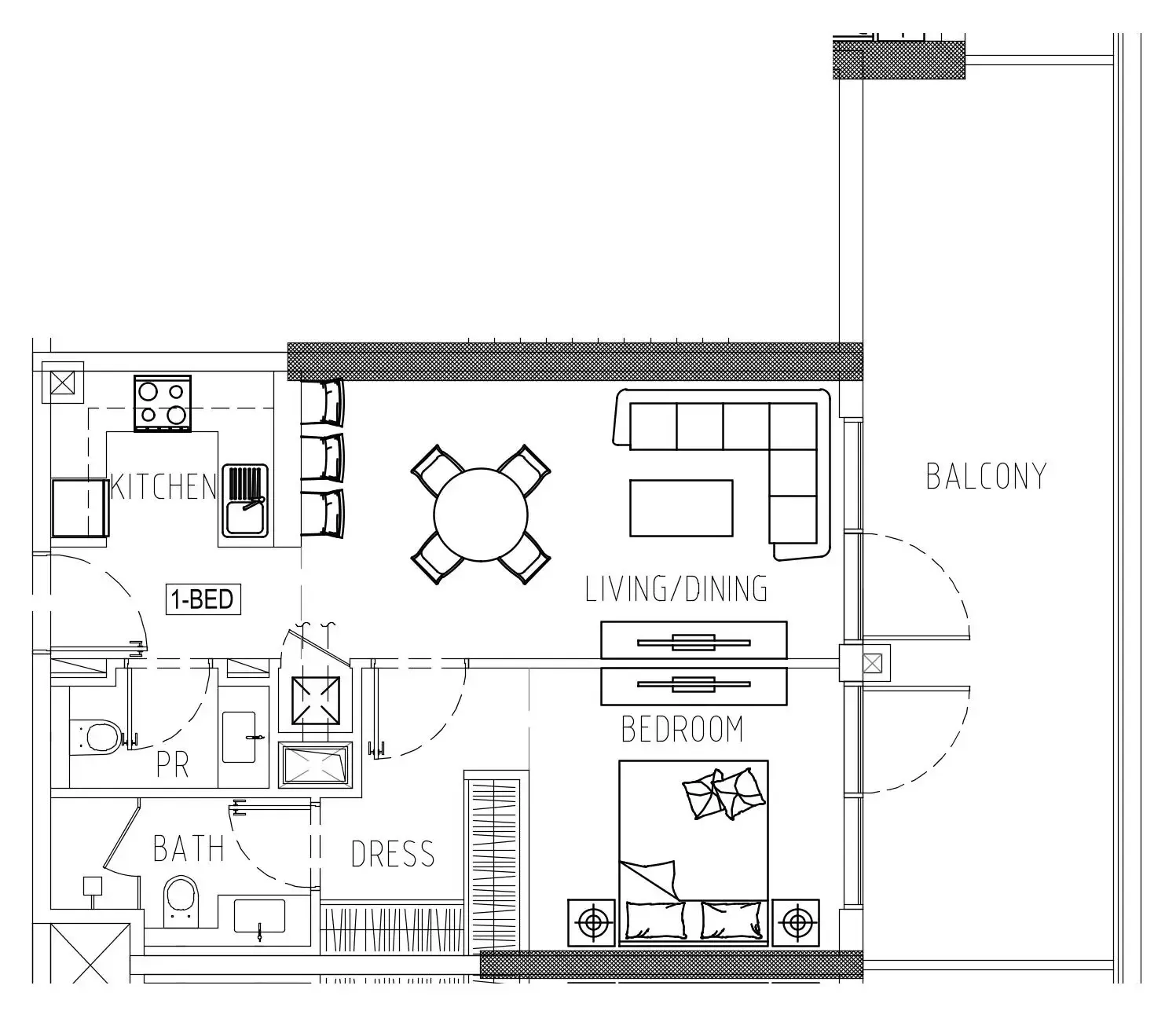 Damac Riverside Views 1 bed floor plan, 892 – 893 sqft