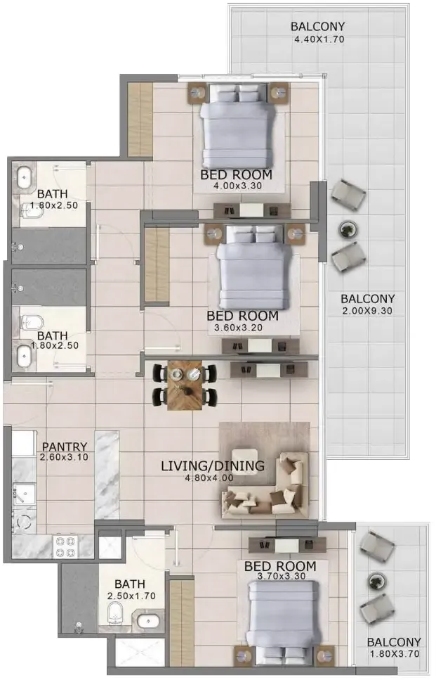Arlington Park 2 3 bed floor plan, 1,424 sqft