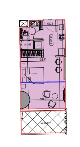 Binghatti Hillviews Studio floor plan, 460 sqft
