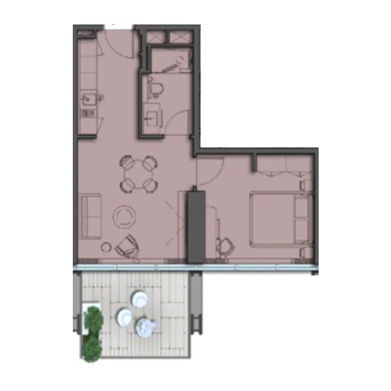 The Symphony by Imtiaz 1 bed floor plan, 655 – 696 sqft
