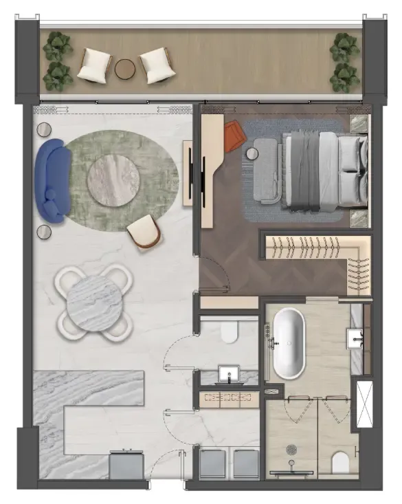 Mas Barsha Residency 1 bed floor plan, 1,022 sqft