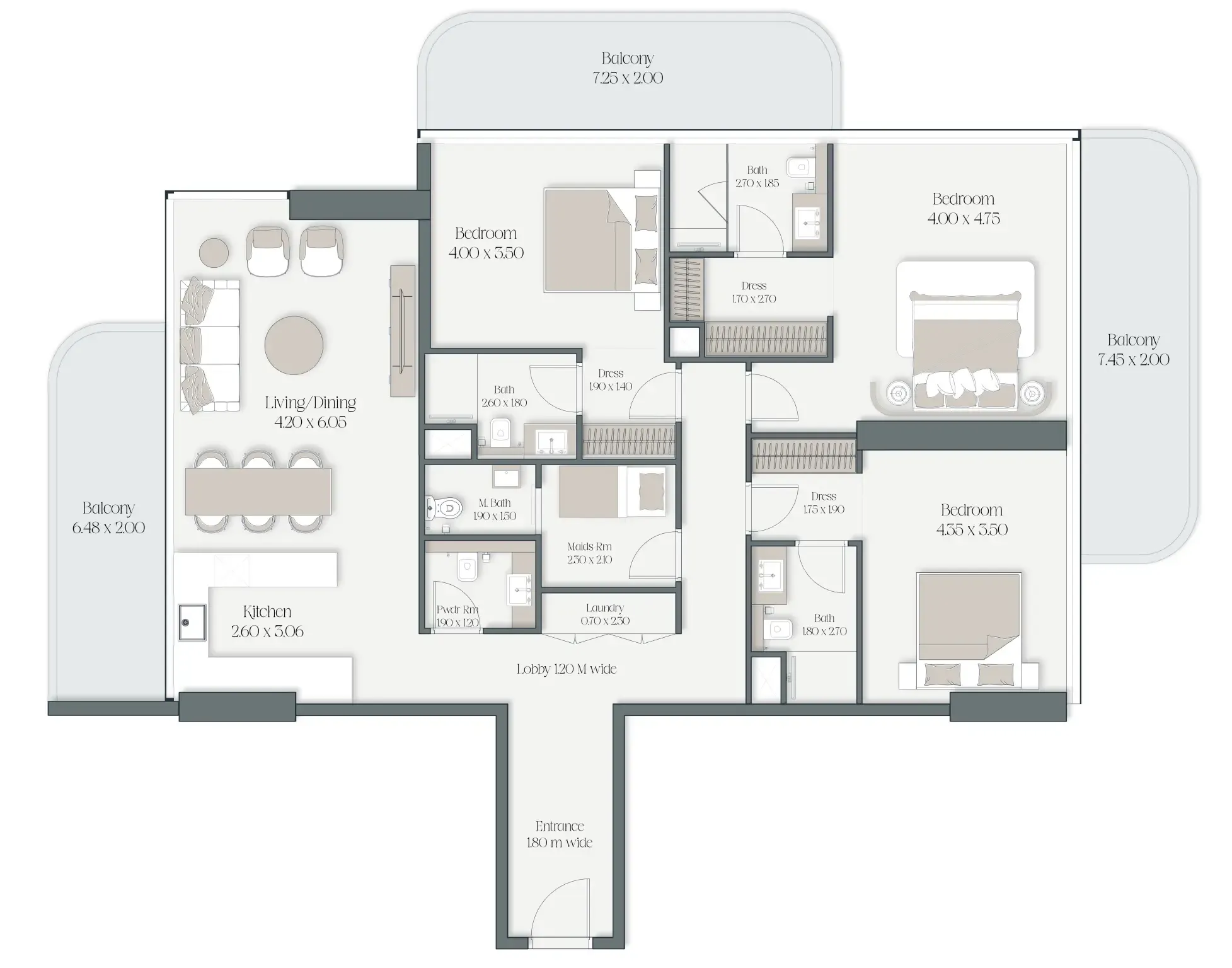 The Caden by Prescott 3 bed floor plan, 2,122 sqft