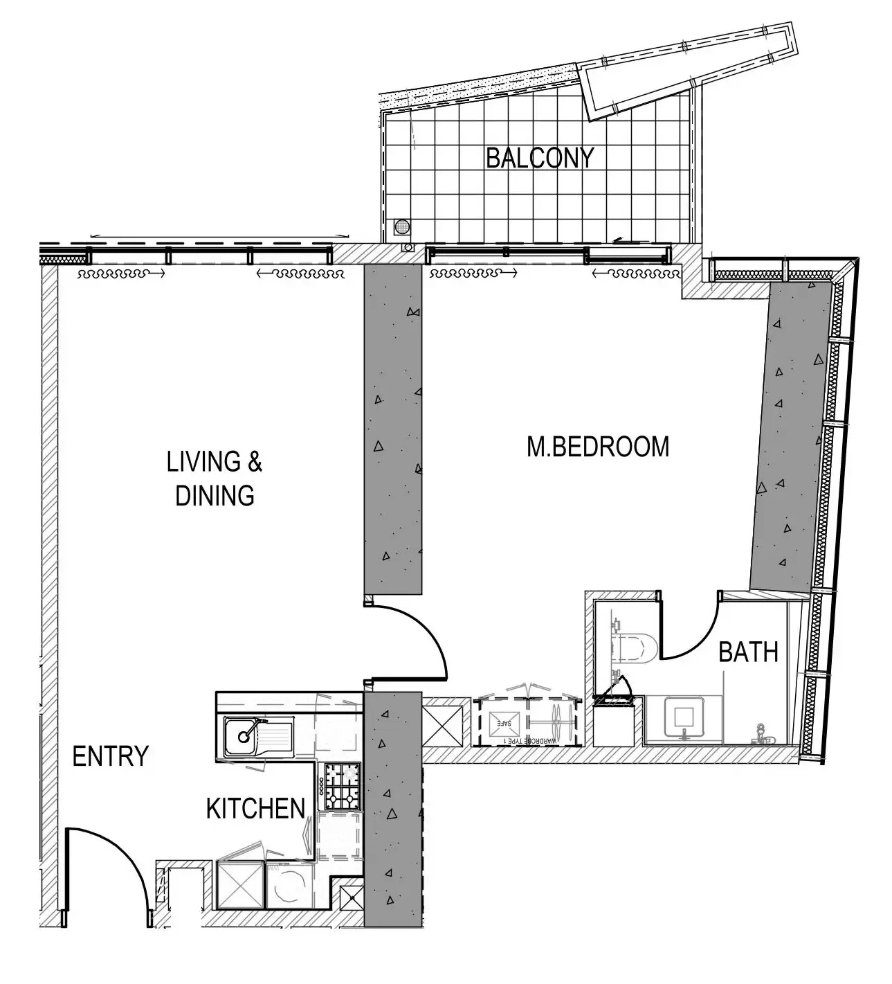 Aykon City Tower 1 bed floor plan, 791 sqft