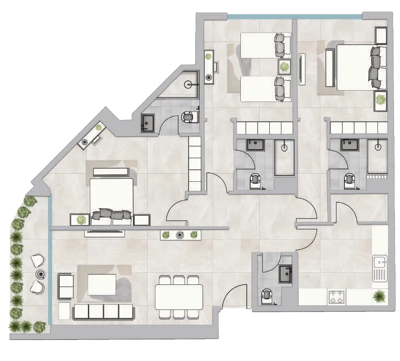 Infinity Tower 3 bed floor plan, 3,464 sqft