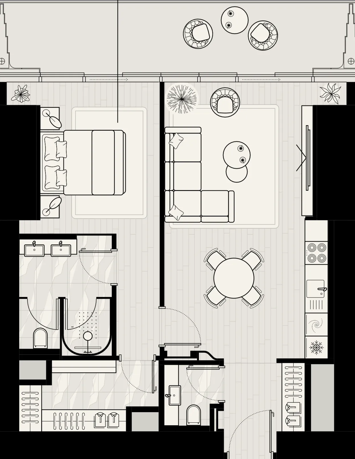 LIV Maritime 1 bed floor plan, 1,071 sqft