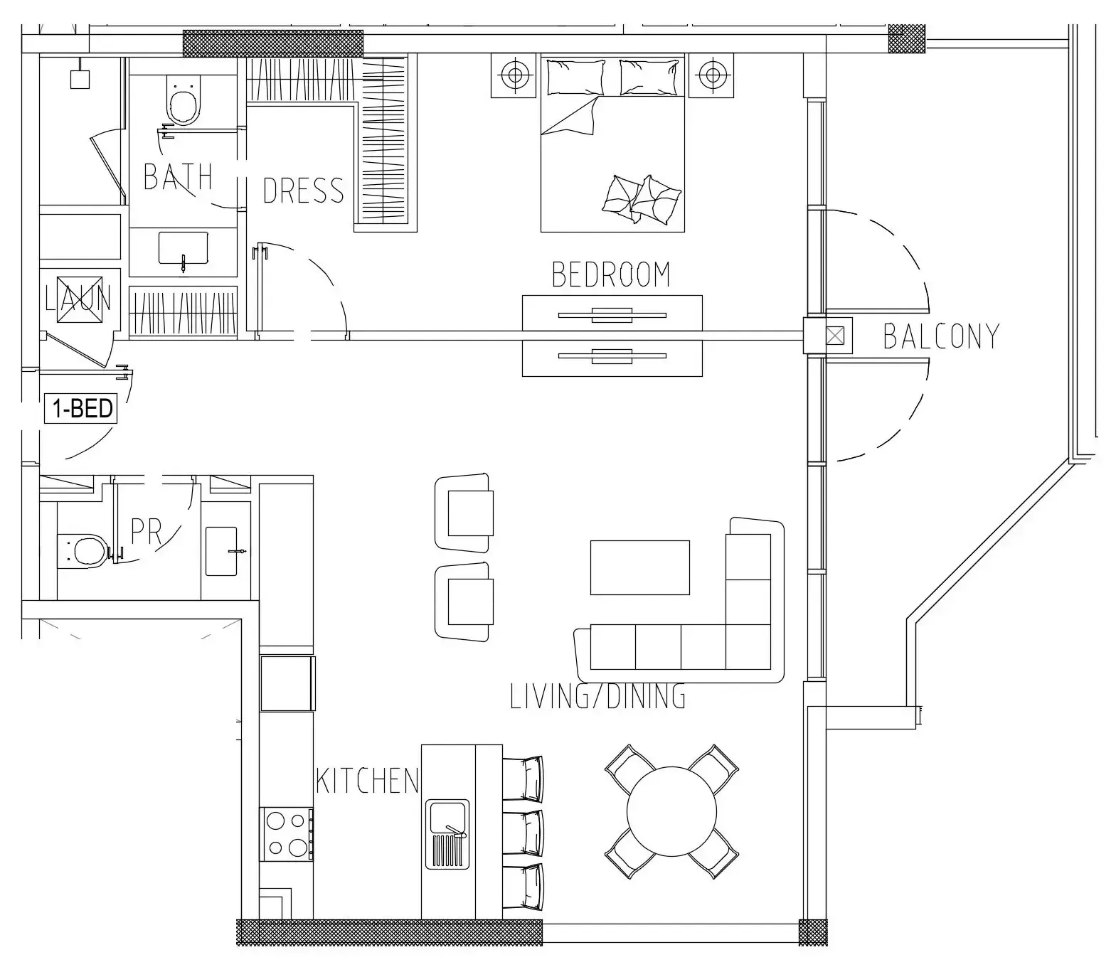 Damac Riverside Views 1 bed floor plan, 1,025 sqft