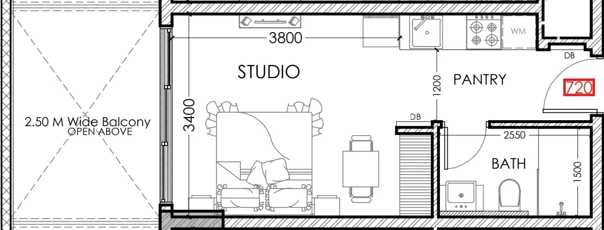 Al Haseen Residences 5 Studio floor plan, 373 sqft