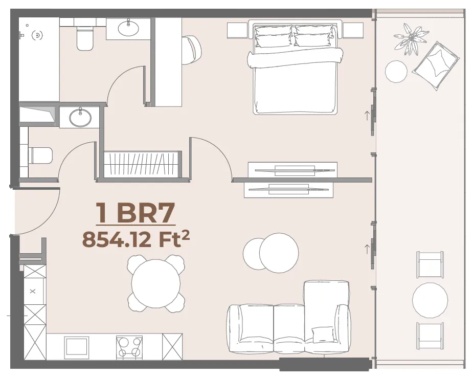 House of WELL 1 bed floor plan, 854 sqft