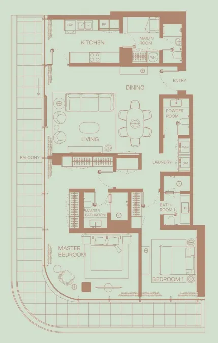 Eden House The Park 2 bed floor plan, 1,953 sqft