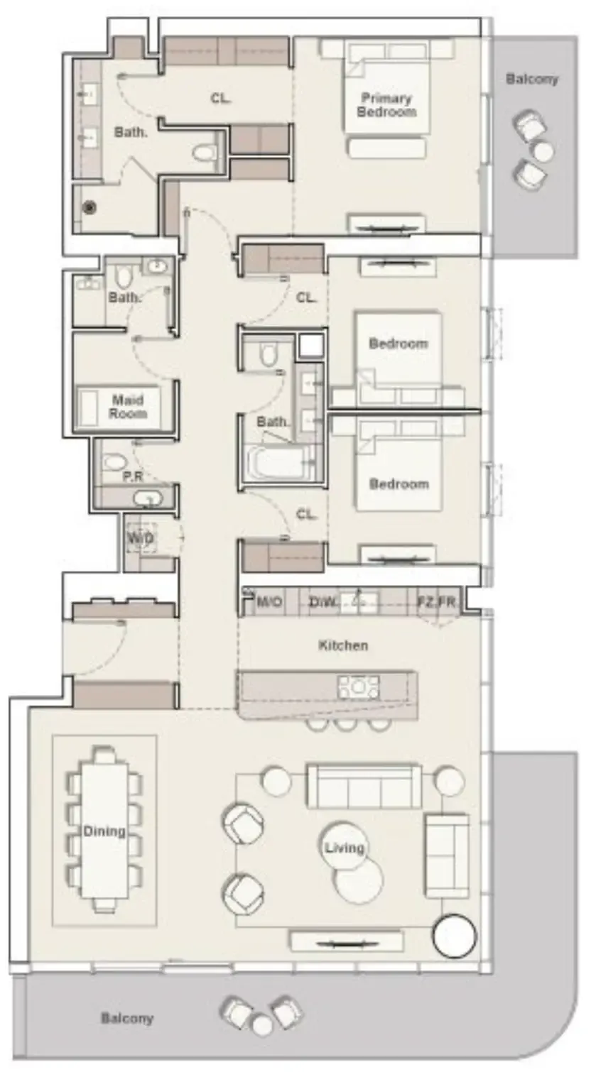The Meriva Collection 3 bed floor plan, 2,341 sqft