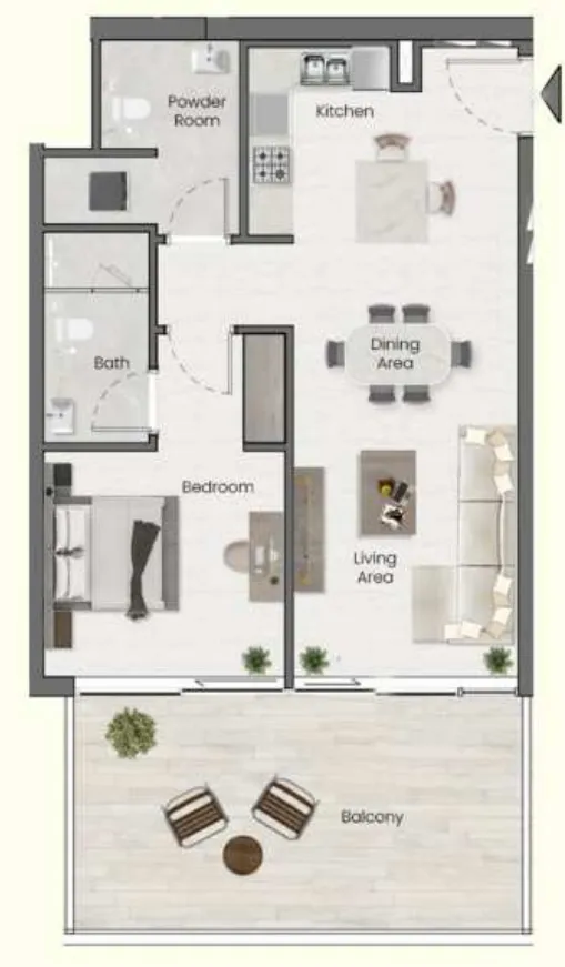 Saddlewood Park 1 bed floor plan, 799 sqft