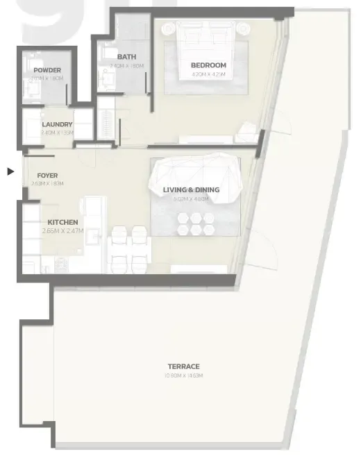 Tonino Lamborghini Residences 1 bed floor plan, 1,513 sqft