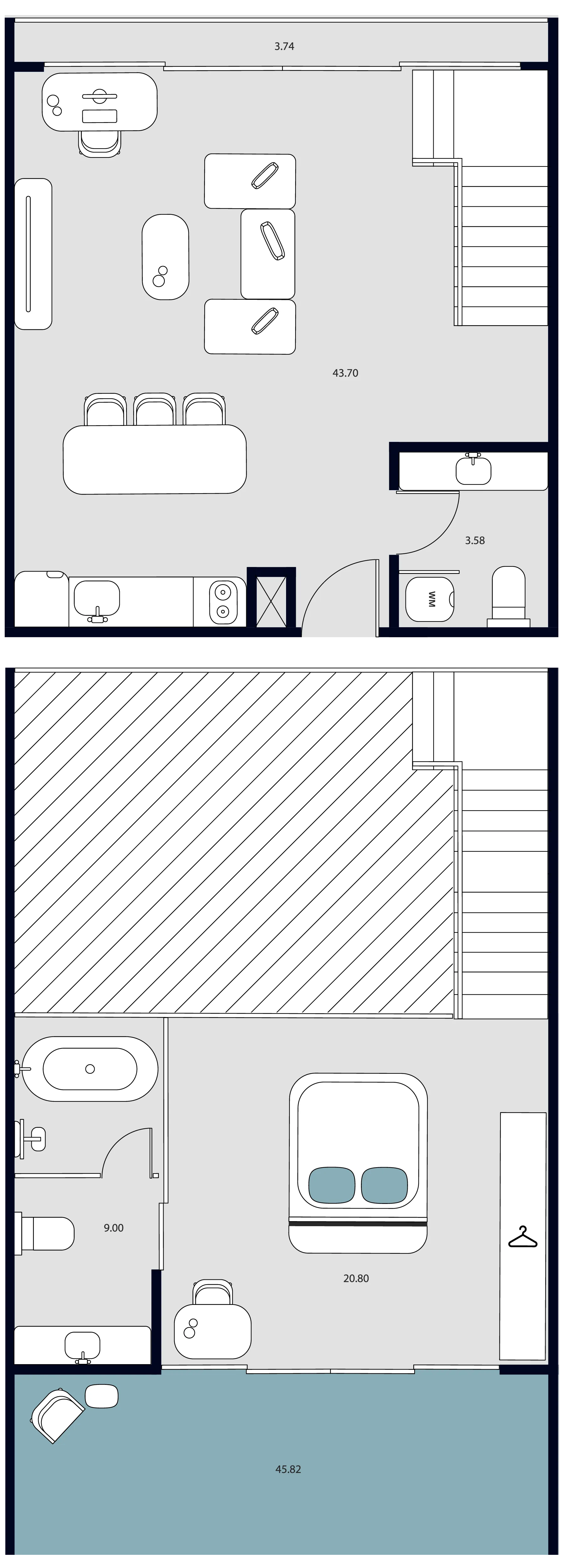 Essence Residence 1 bed floor plan, 1,367 sqft
