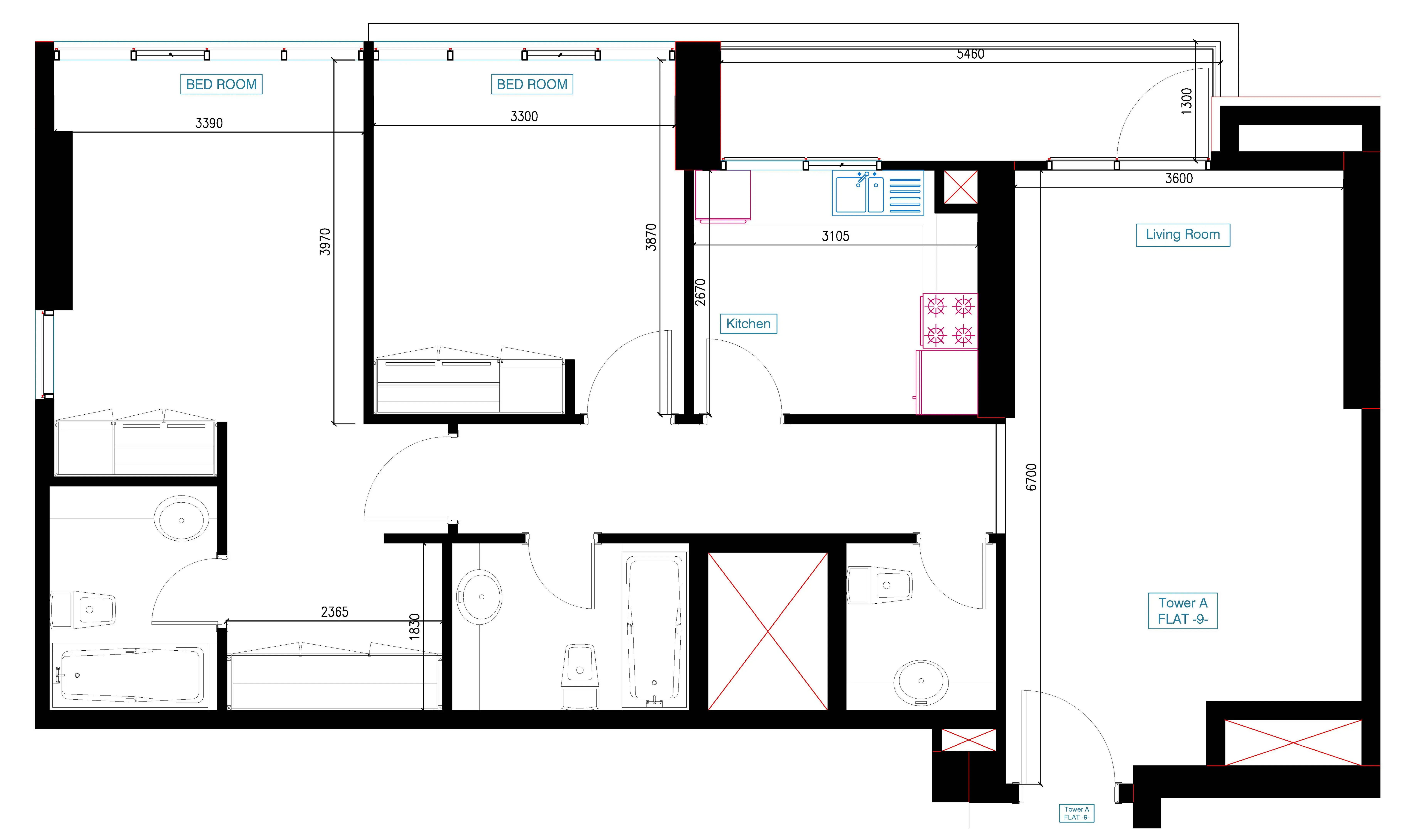 Mars Residences 2 bed floor plan, 1,173 sqft