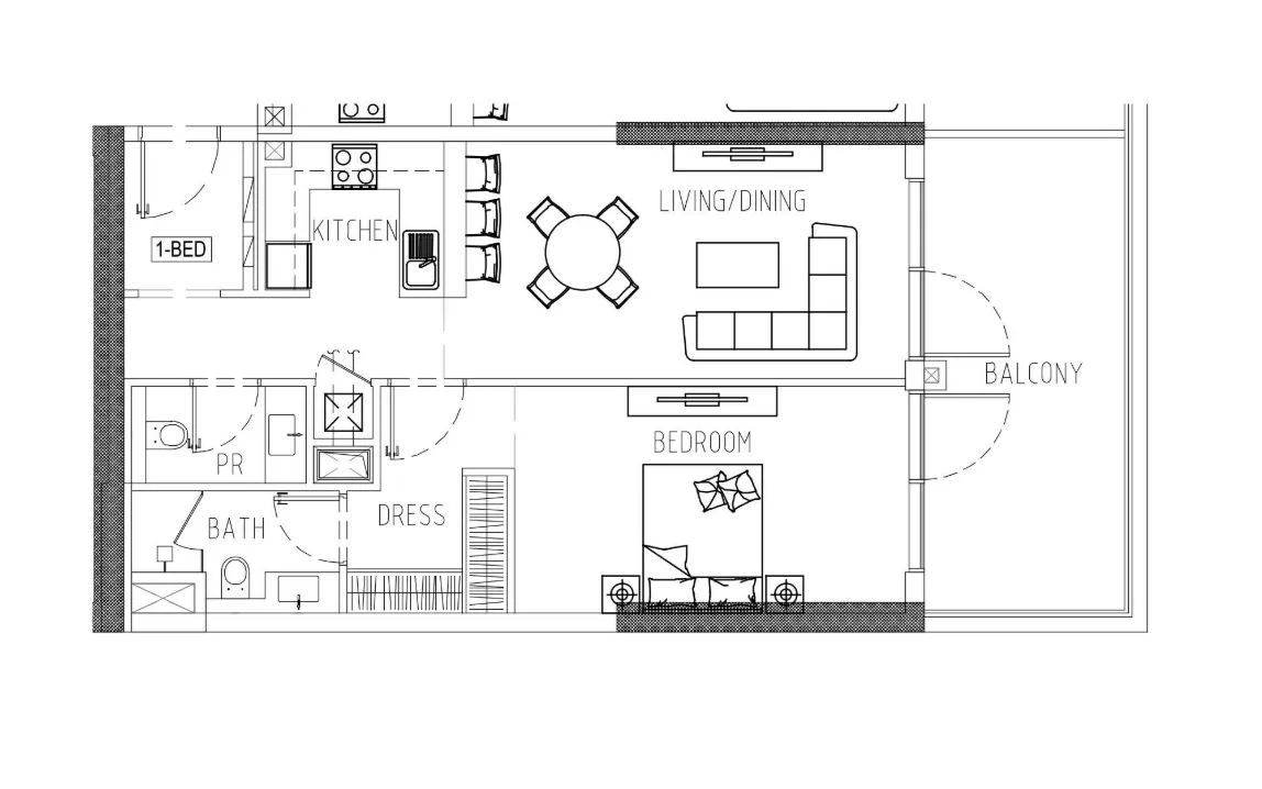 Damac Riverside Views 1 bed floor plan, 946 – 960 sqft