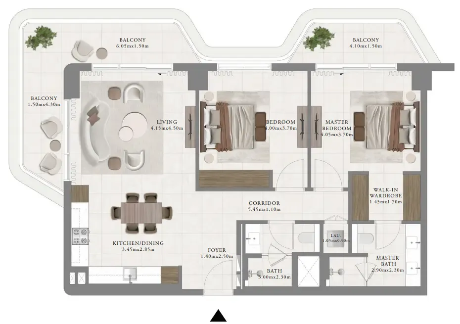 Sera 2 2 bed floor plan, 1,390 sqft