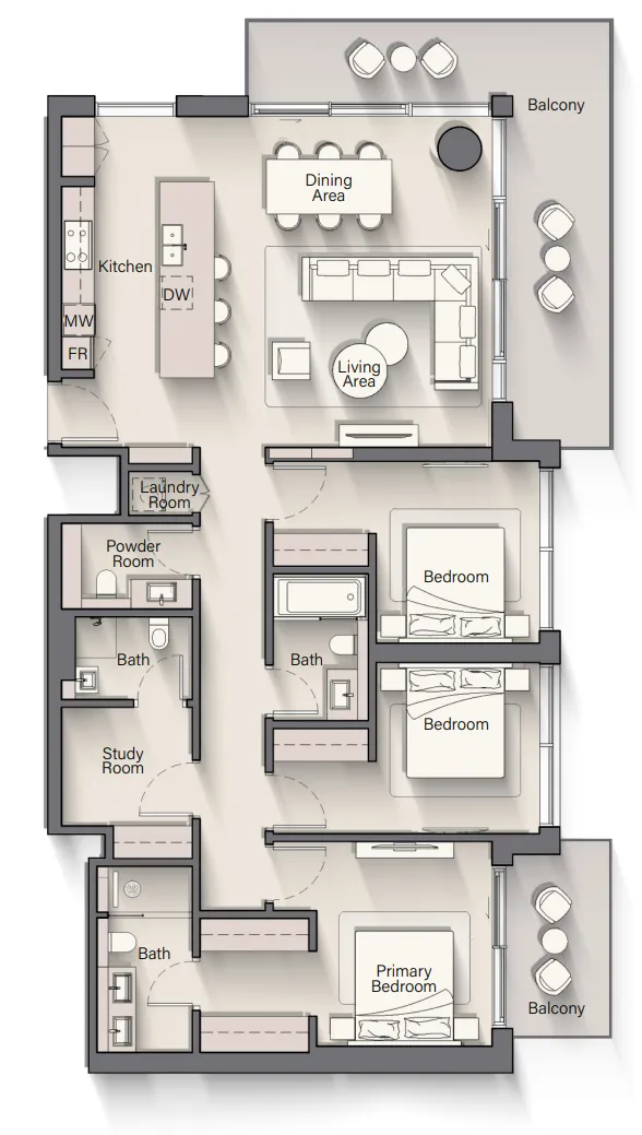 Playa Del Sol 3 bed floor plan, 1,898 – 1,907 sqft