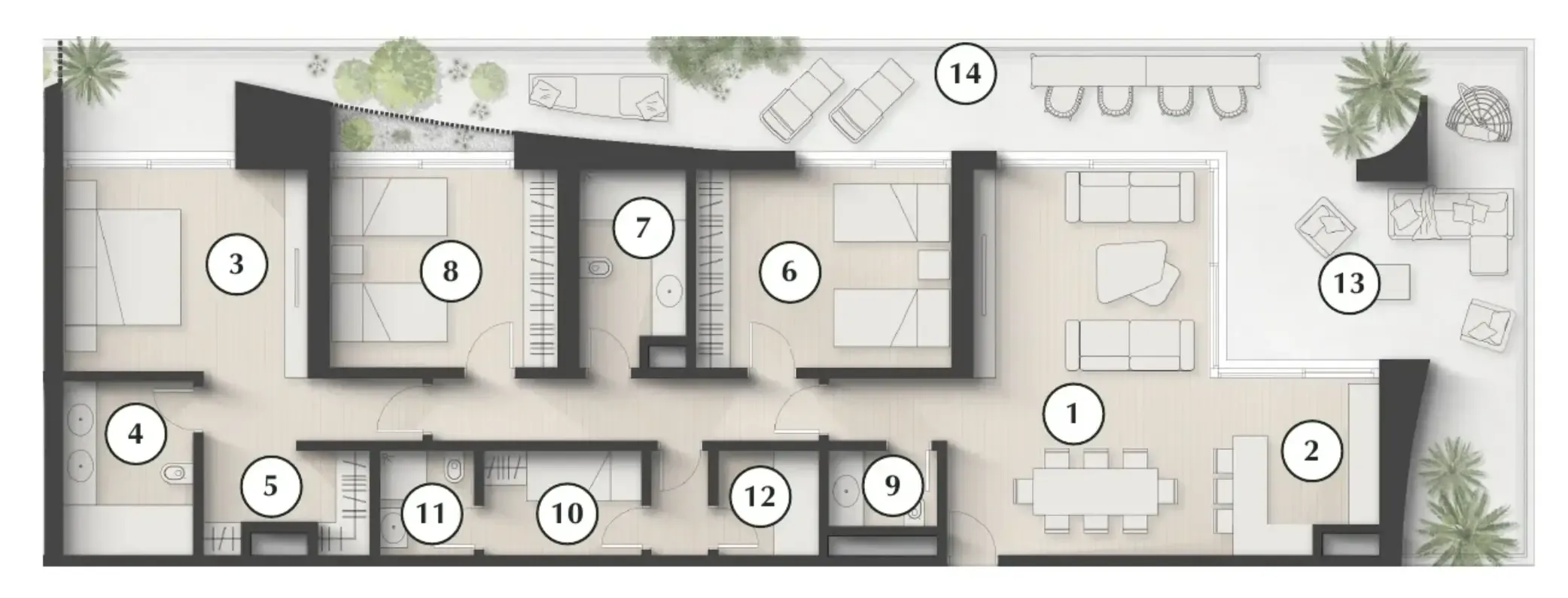 Lunaya Terraces 3 bed floor plan, 2,490 sqft