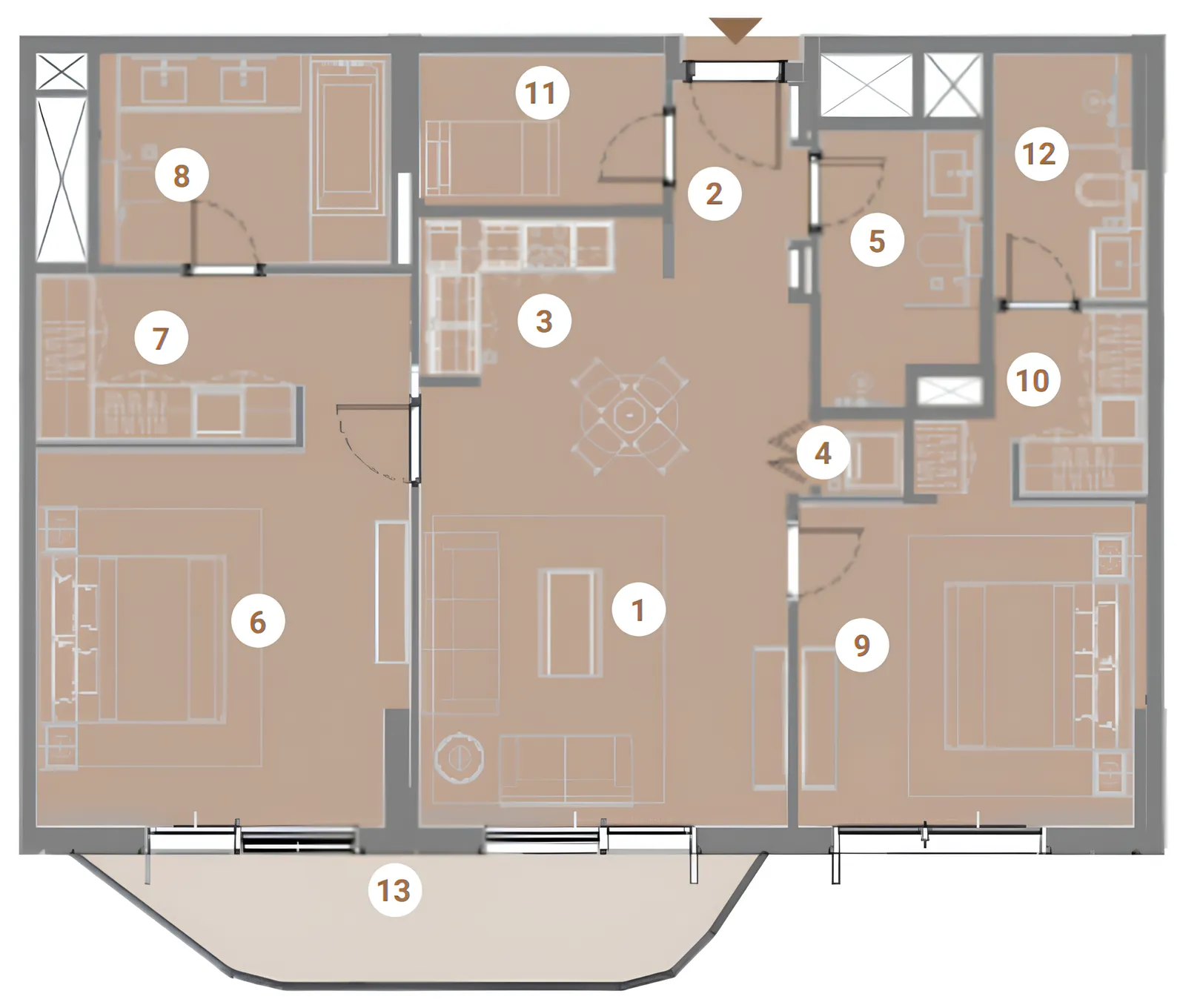 Takaya 2 bed floor plan, 1,148 – 1,266 sqft