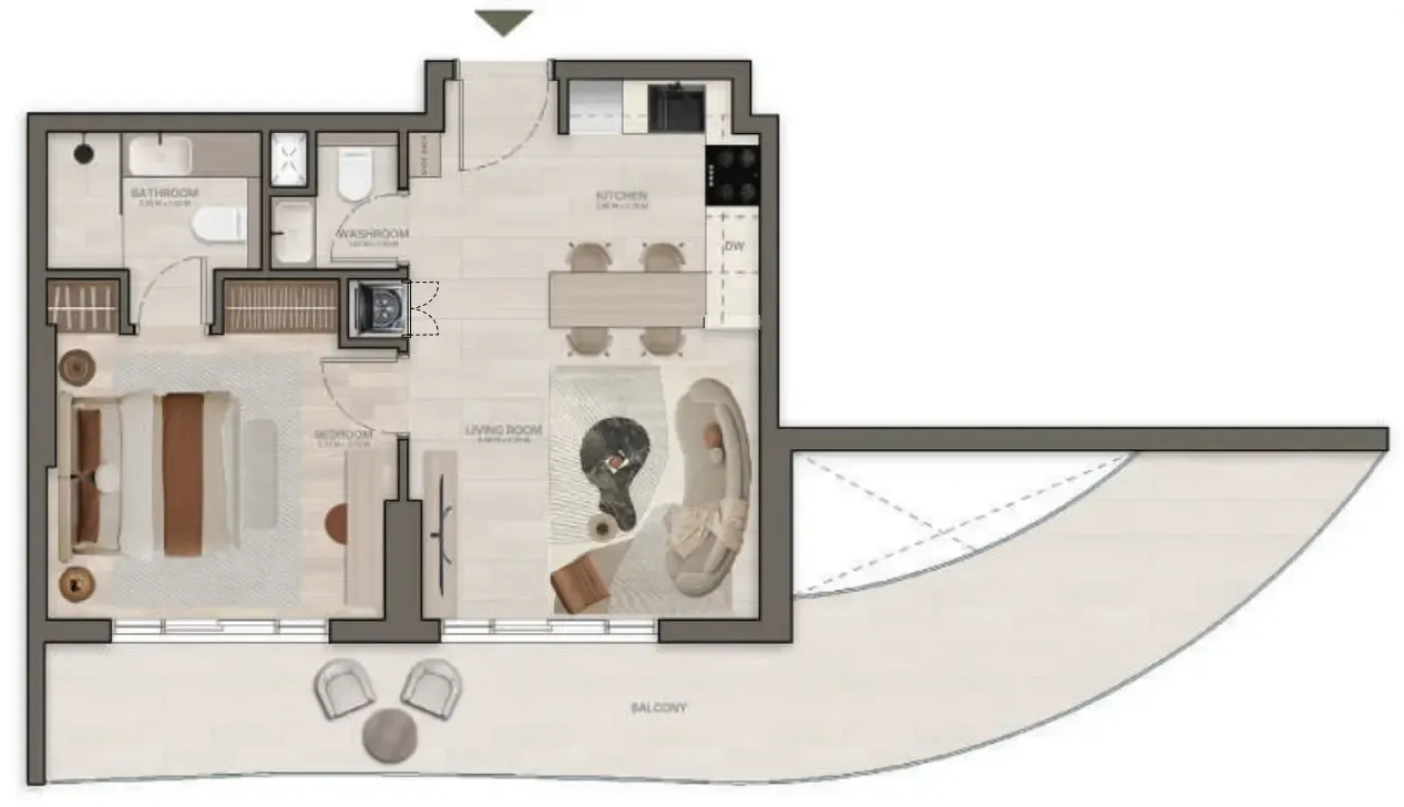 Stax 1 bed floor plan, 785 – 824 sqft