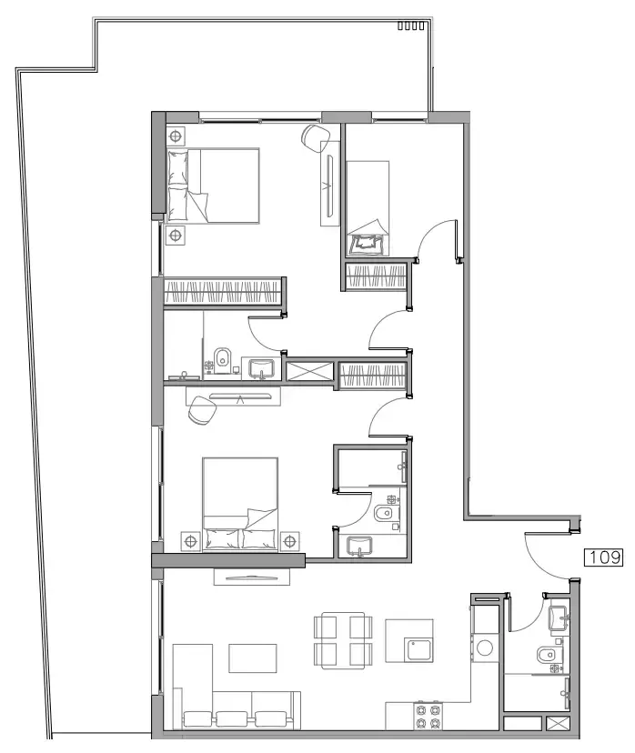 Trevino 2 bed floor plan, 1,559 sqft
