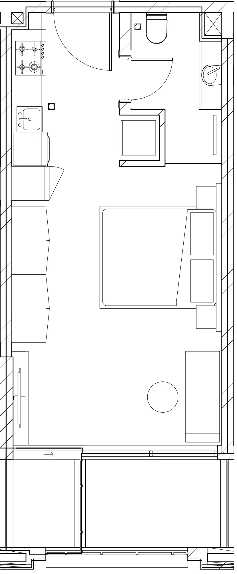 Berkeley Square Studio floor plan, 350 sqft
