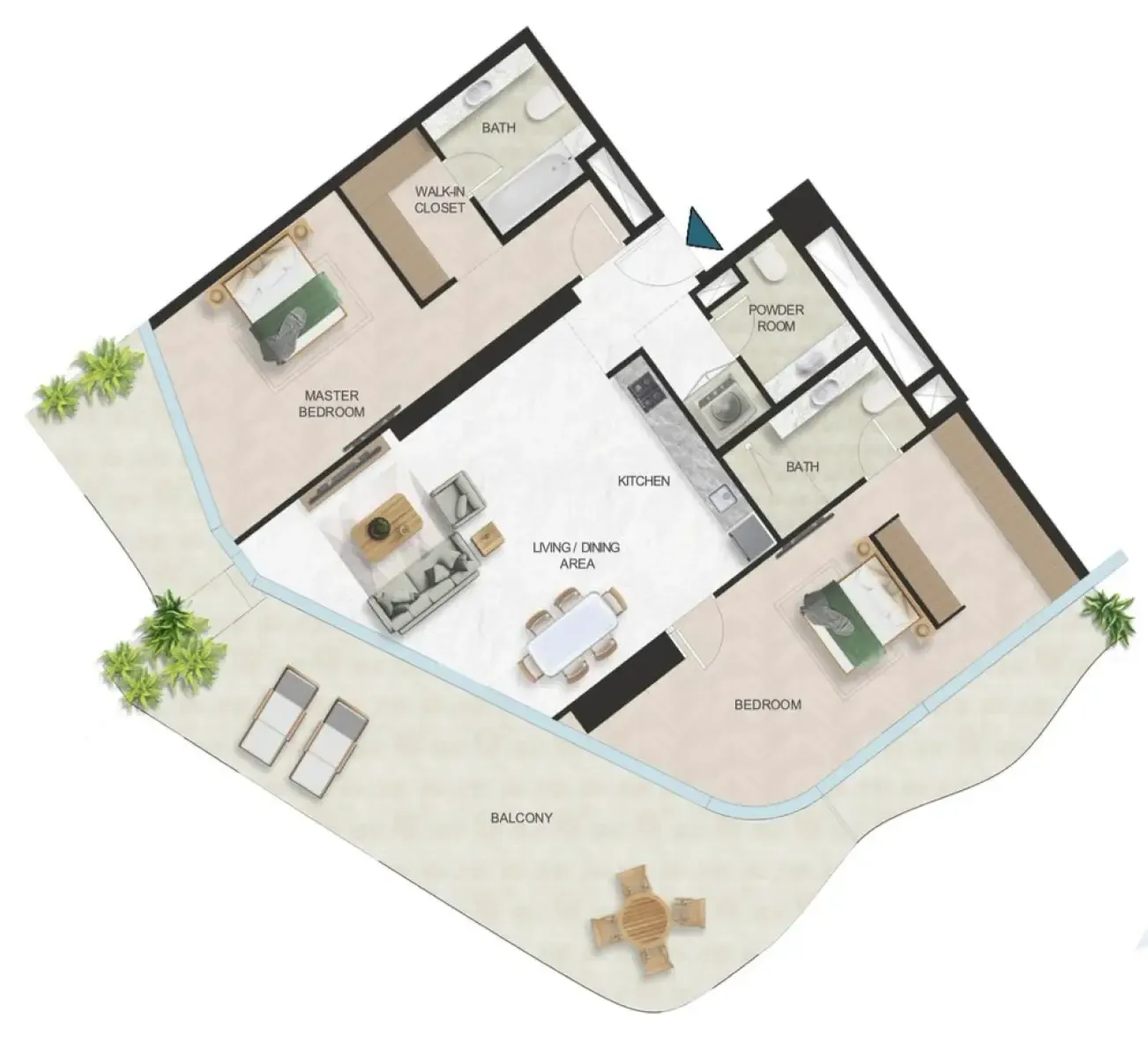Oystra 2 bed floor plan, 1,856 sqft