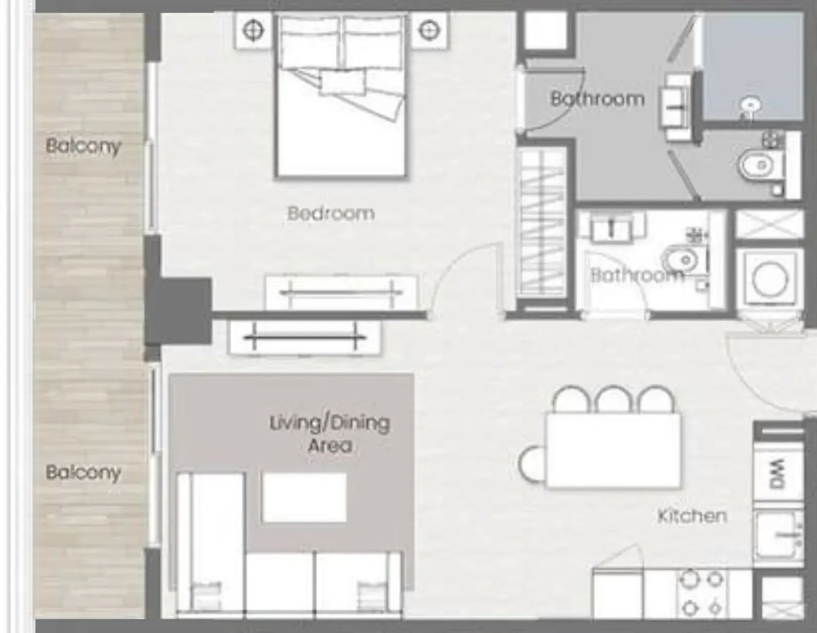 Beverly Park 1 bed floor plan, 720 sqft