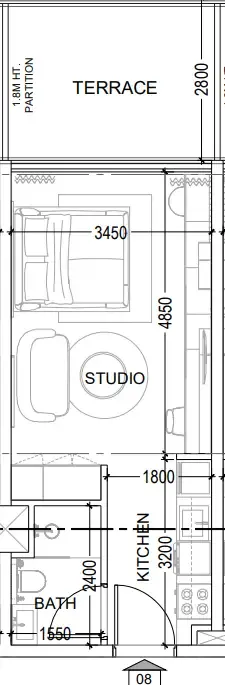 Al Haseen Residences 6 Studio floor plan, 432 sqft
