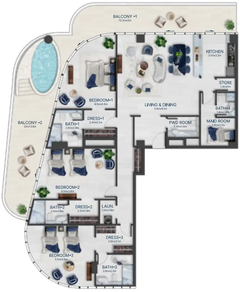 Acacia by BNW Developments 3 bed floor plan, 3,748 sqft